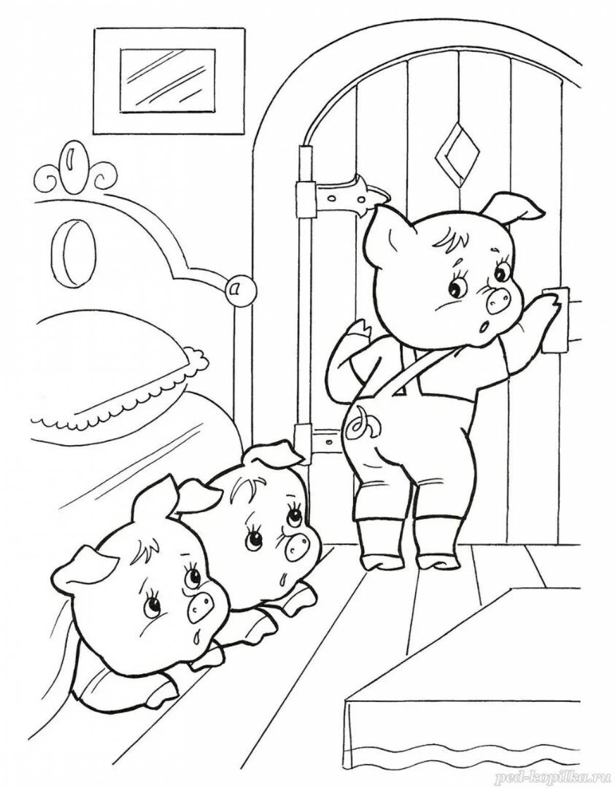 3 little pigs funny coloring book for kids