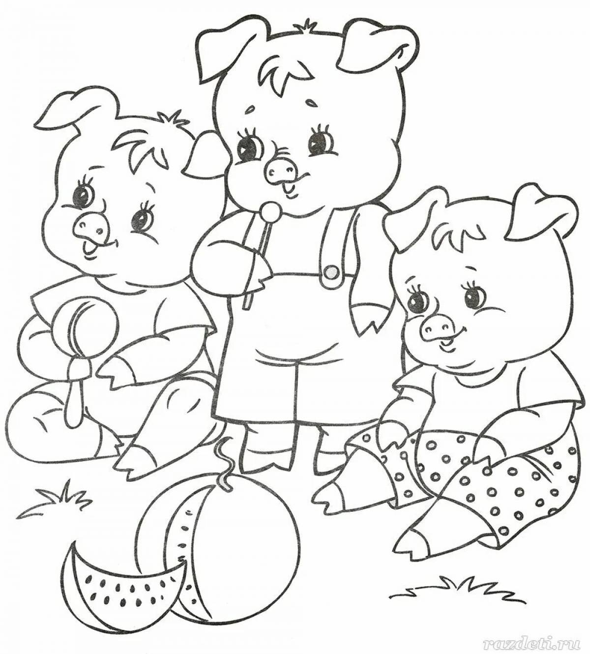 Outstanding coloring 3 little pigs for kids
