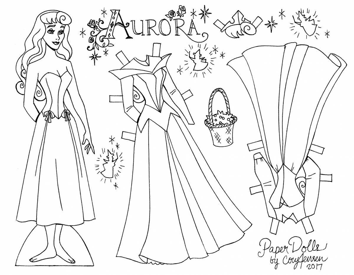 Fun coloring paper doll elsa with clothes to cut out