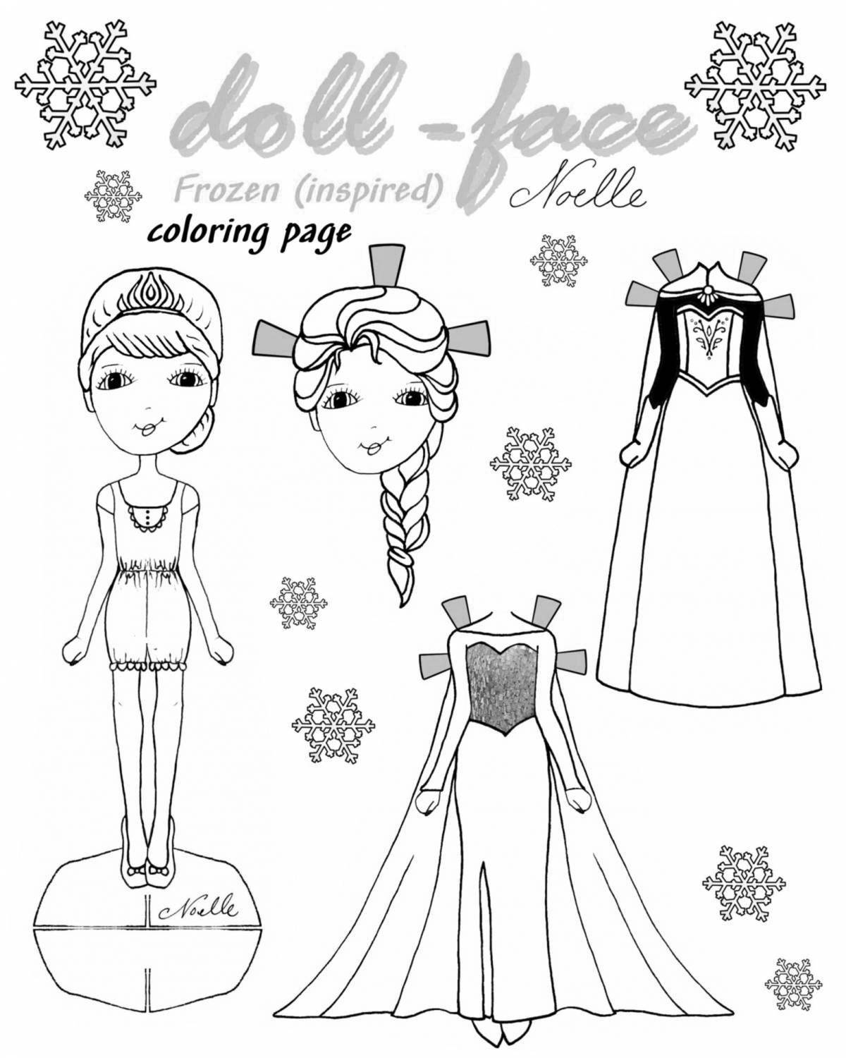 Great coloring paper doll elsa with clothes to cut out
