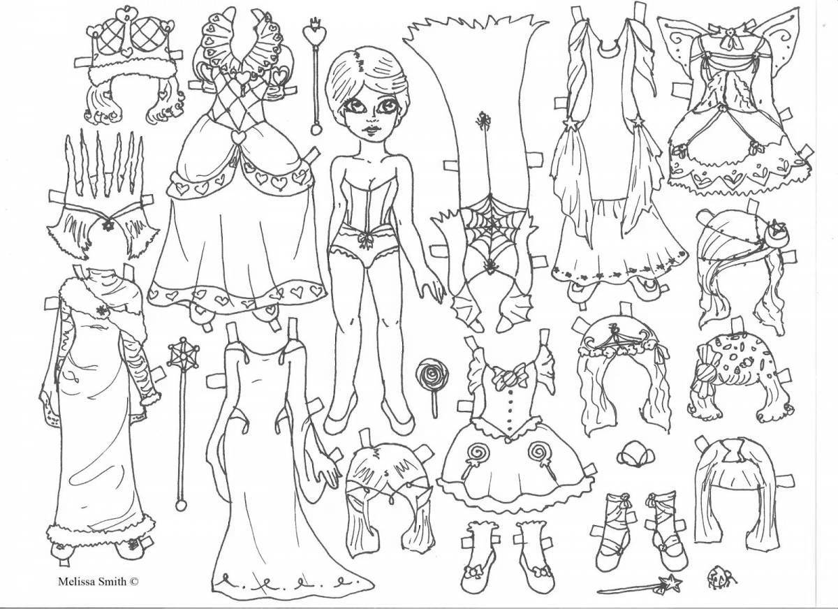 Great coloring paper doll elsa with clothes to cut out