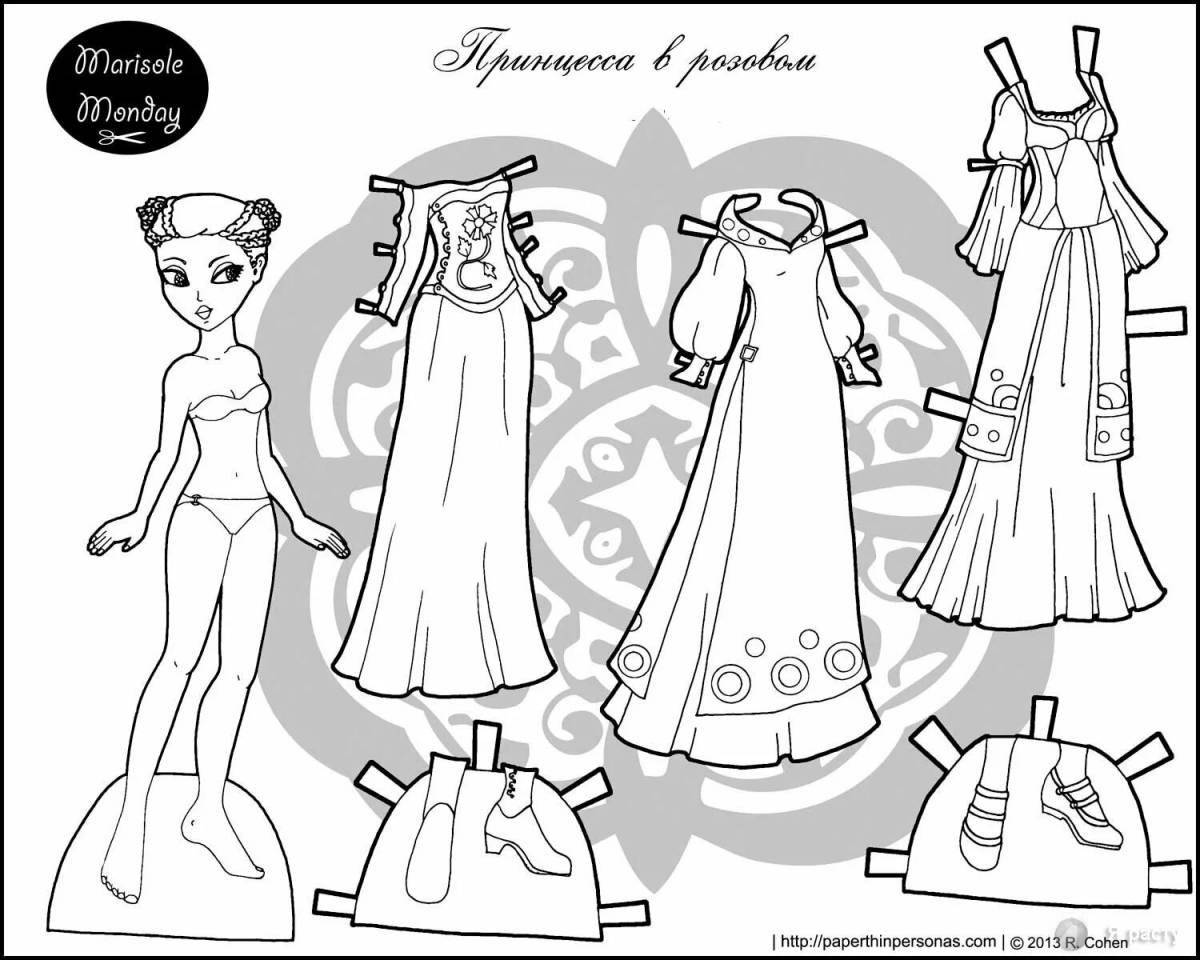 Awesome elsa coloring paper doll with clothes to cut out