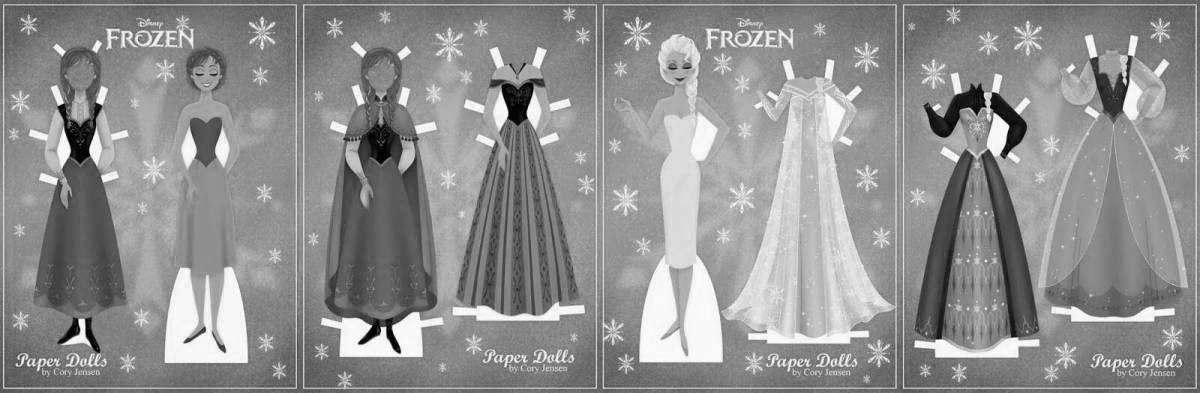 Coloring Elsa paper doll with clothes to cut out