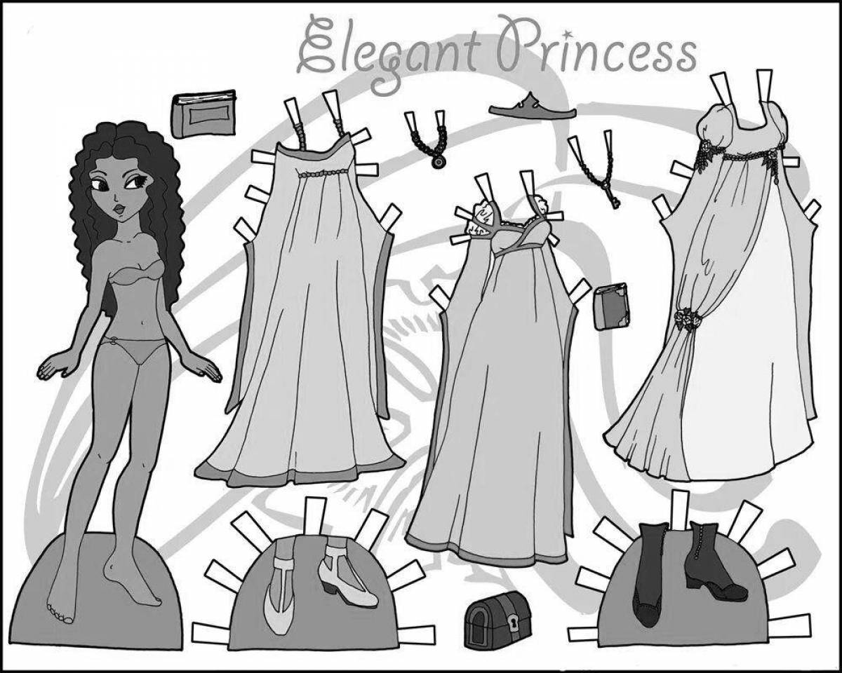 Charming coloring book elsa paper doll with clothes to cut out