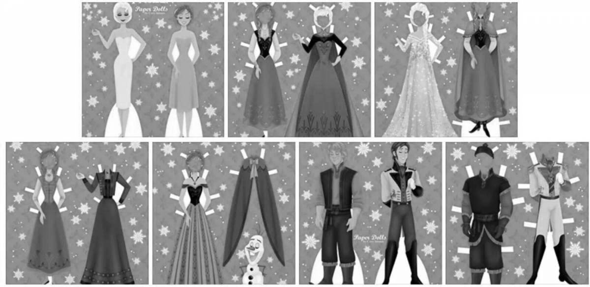 Amazing coloring book elsa paper doll with clothes to cut out
