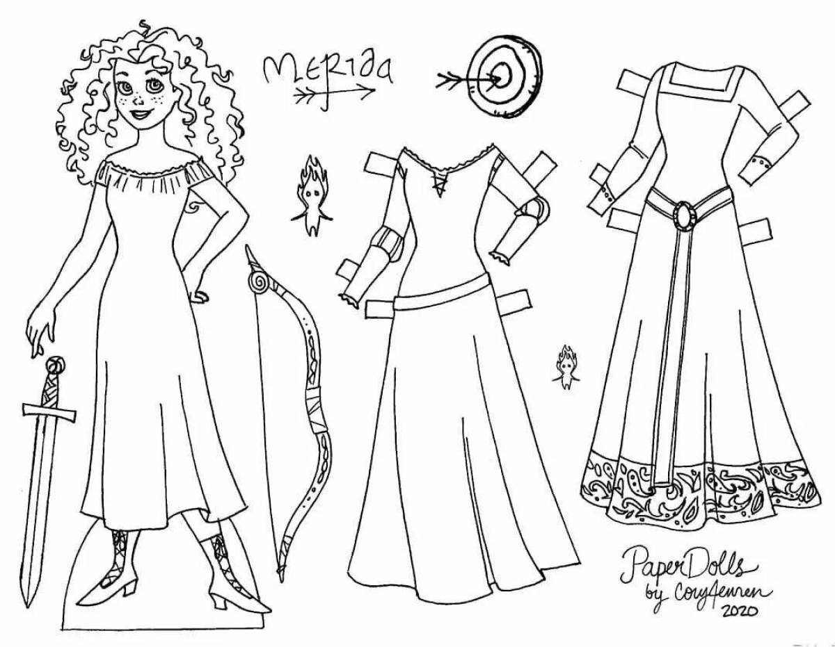 Attractive coloring book Elsa paper doll with clothes to cut out