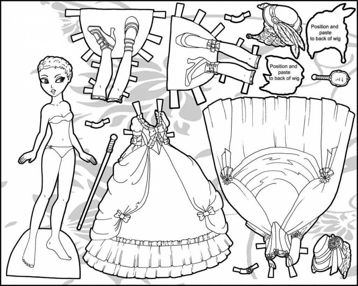 Classic coloring paper doll elsa with clothes to cut out