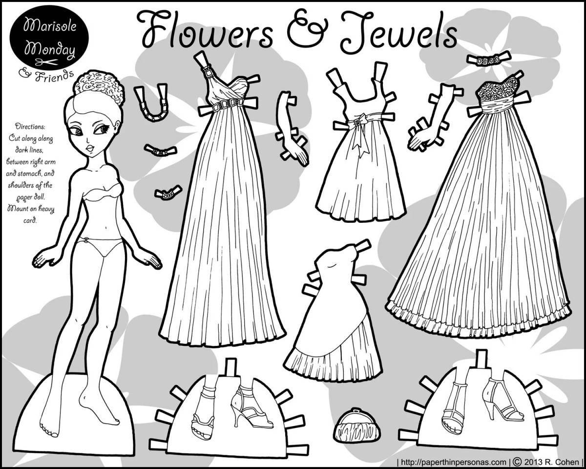 Fashion coloring paper doll elsa with clothes to cut out
