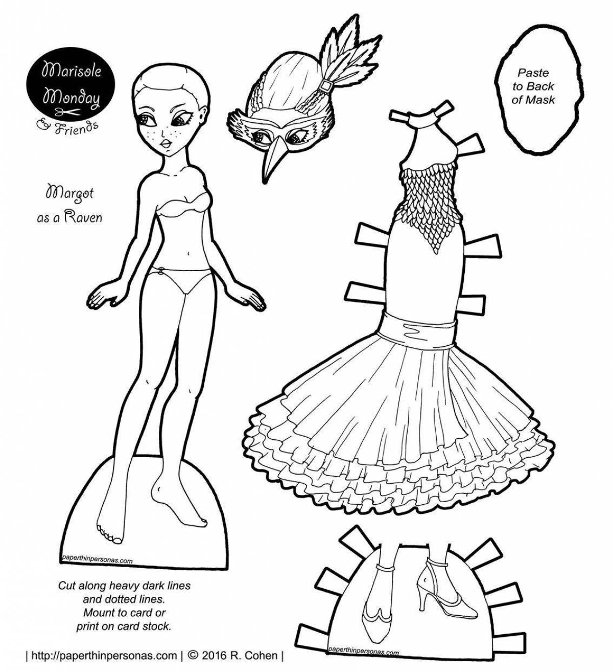 Jazzy coloring paper doll elsa with clothes to cut out