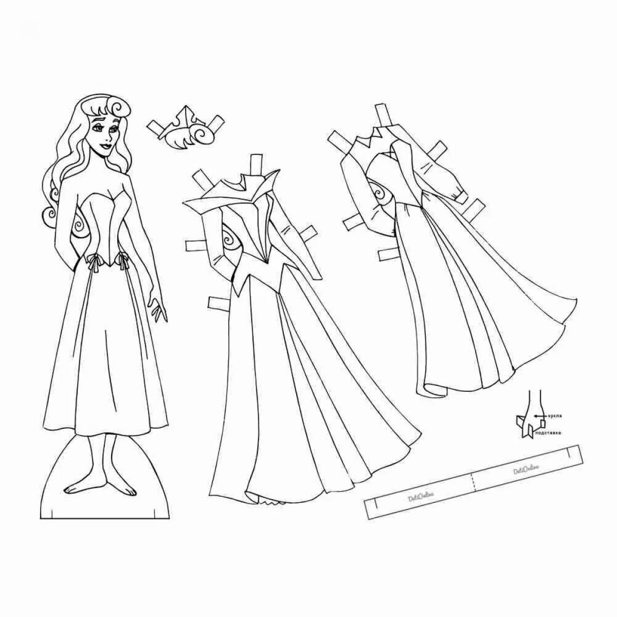 Stylish coloring paper doll elsa with clothes to cut out