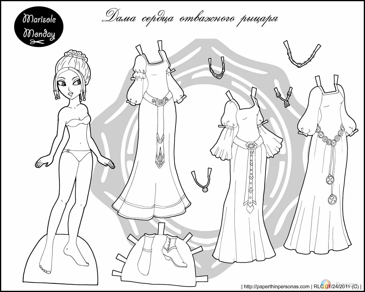 Elsa paper doll with cutout clothes #1