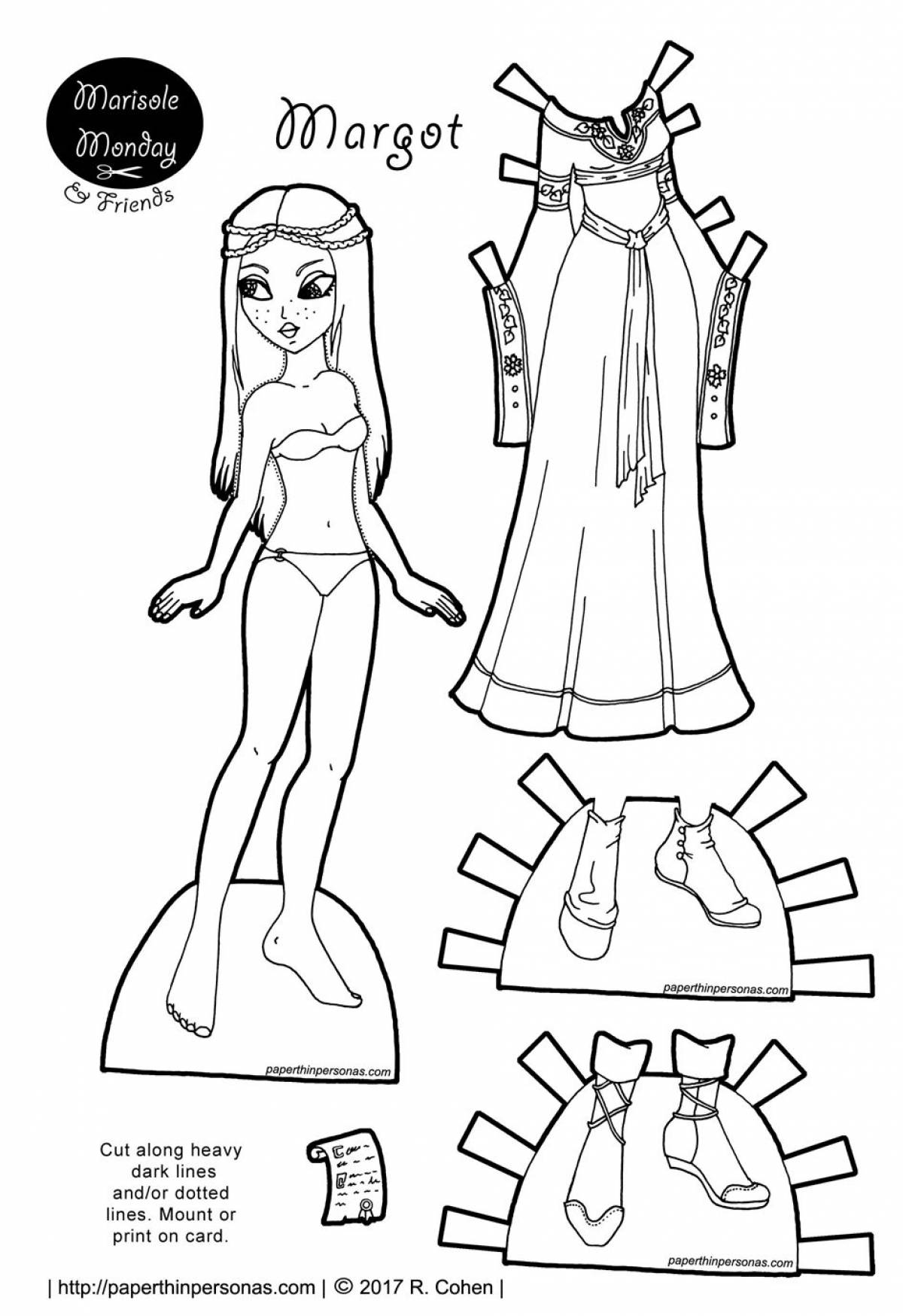 Elsa paper doll with cutout clothes #2