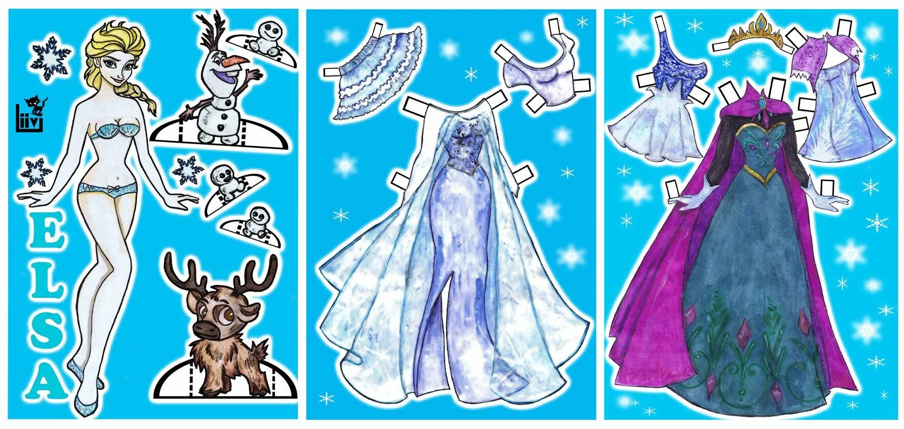 Elsa paper doll with cut out clothes #4