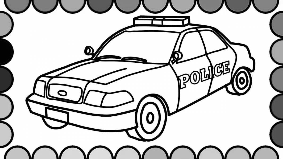 Игривая страница раскраски полицейской машины для самых маленьких