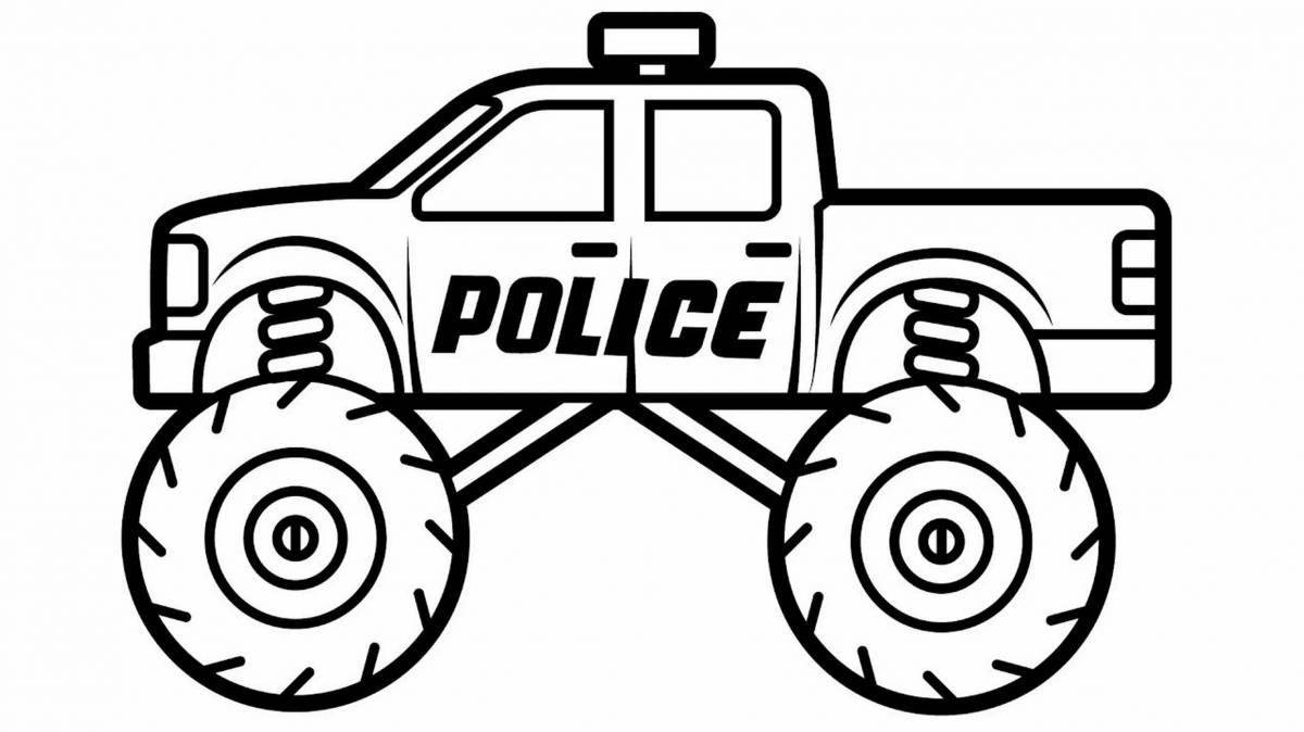 Stimulating police car coloring book for kids