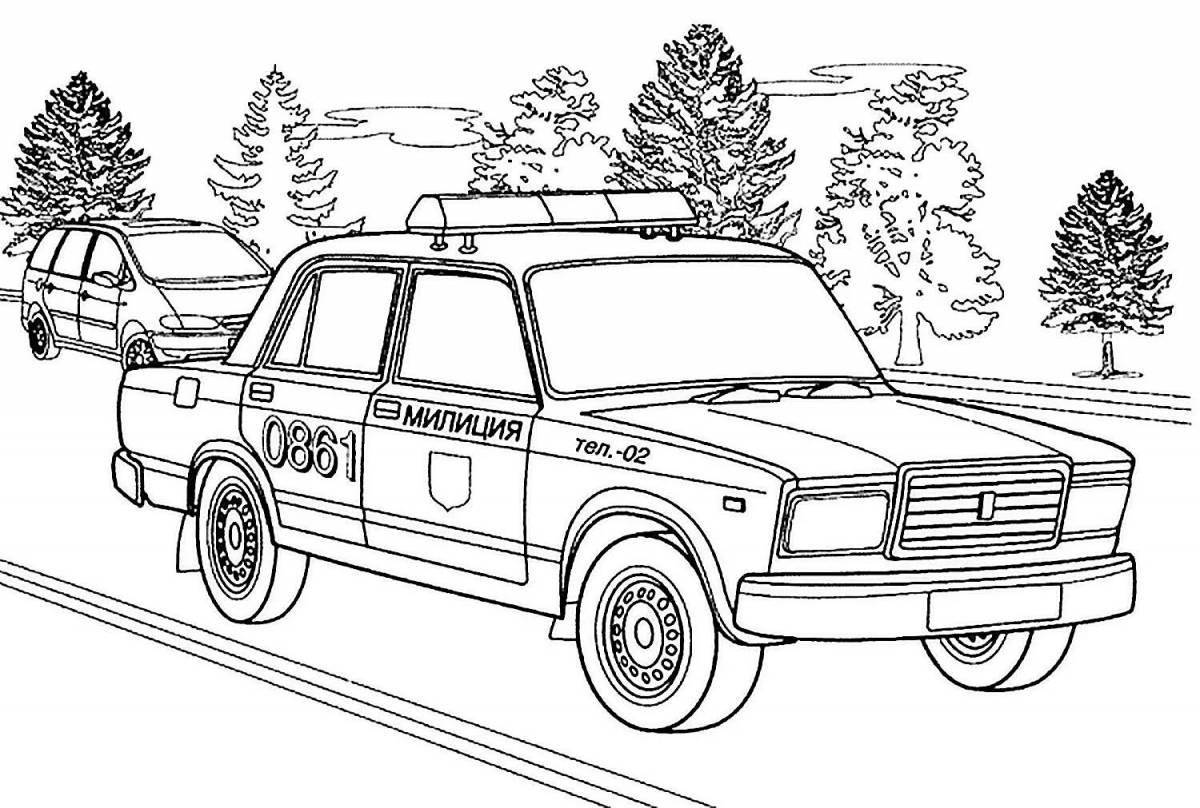Glowing police car coloring book for 4-5 year olds