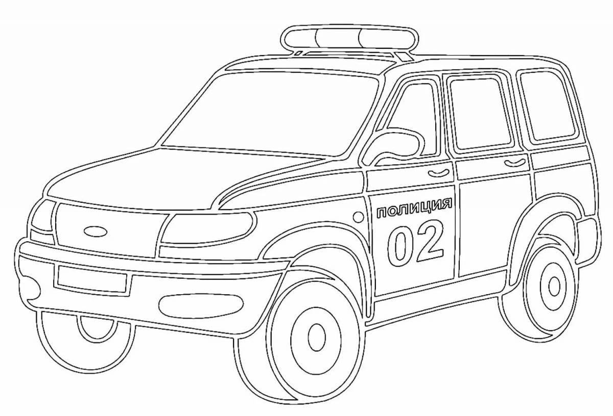 Shiny police car coloring book for kids