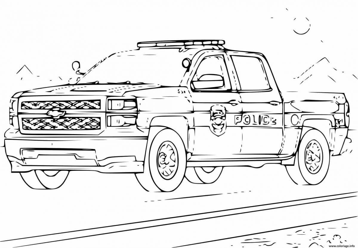 Exquisite preschool police car coloring book