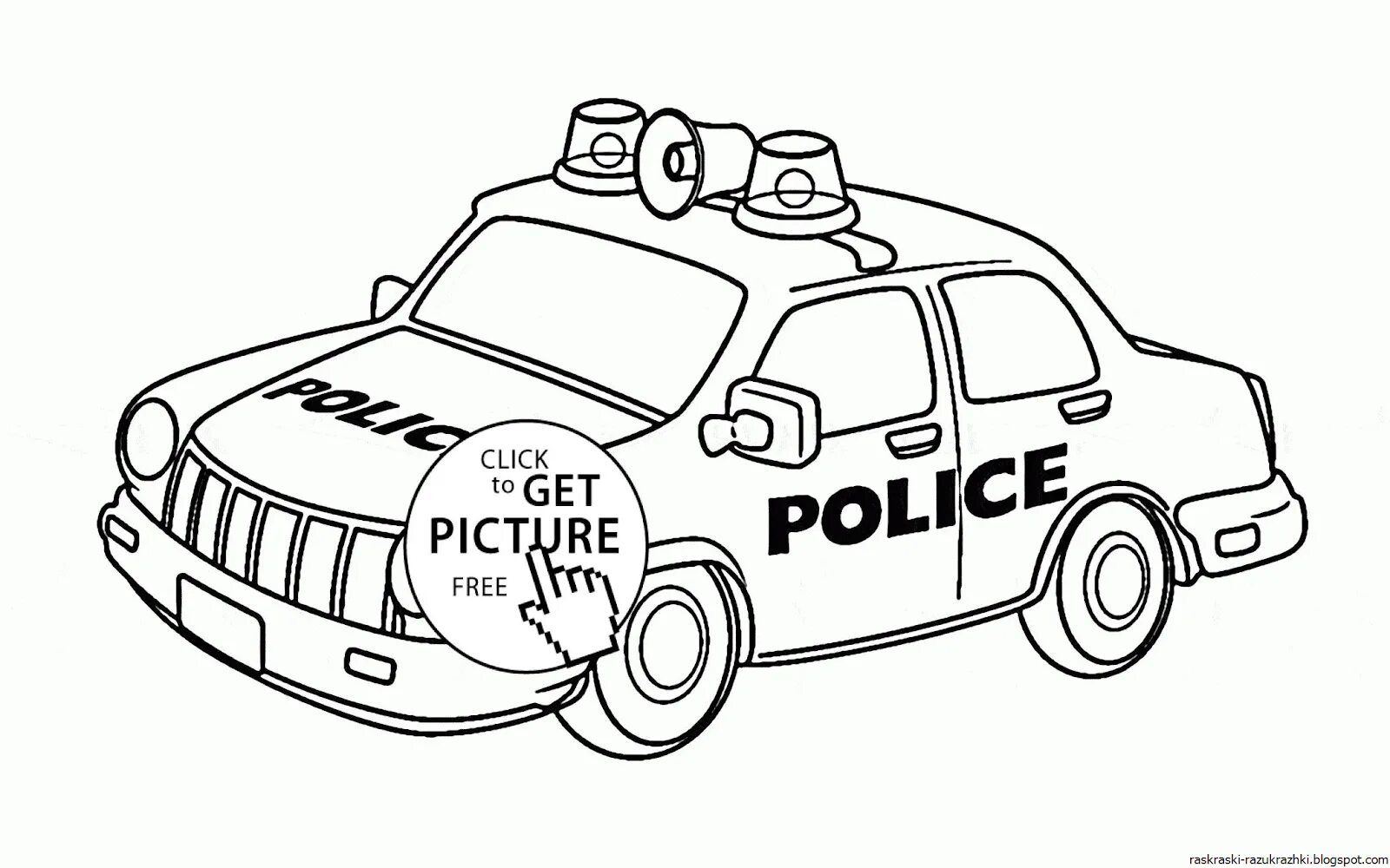 Милая полицейская машина раскраски для дошкольников