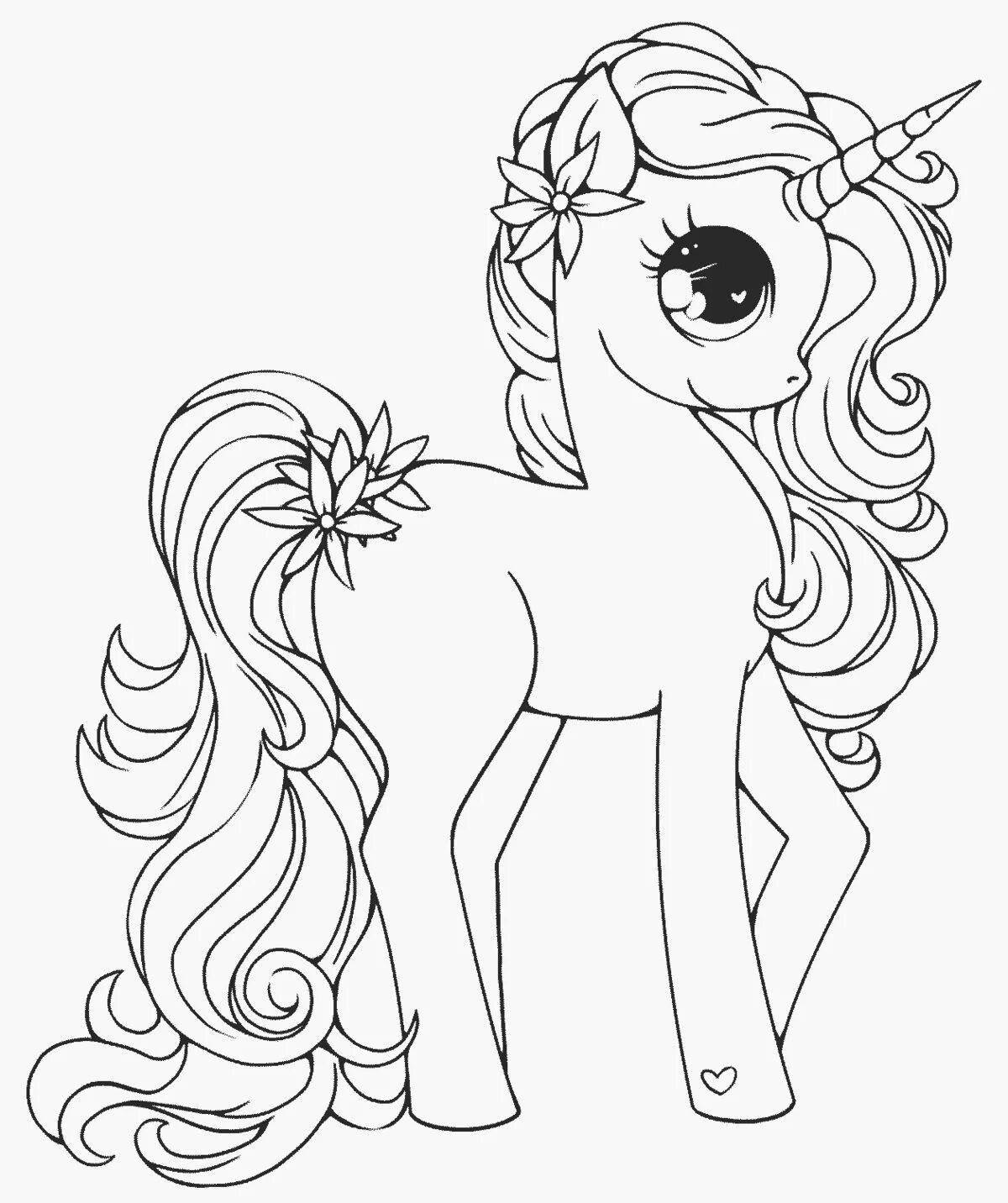Luminous coloring pages for 5-6 year olds for girls unicorns