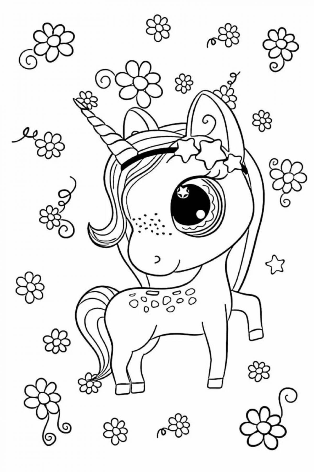 Exotic coloring book for children 5-6 years old for girls unicorns