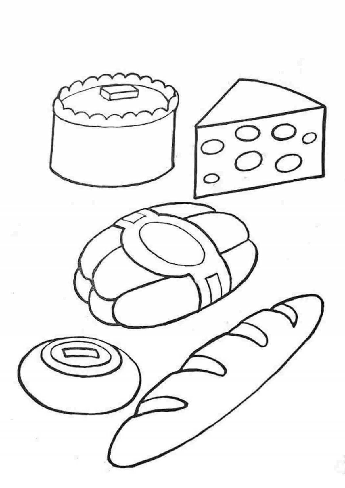 Fun foodstuffs coloring page for logo group 6-7 years olds