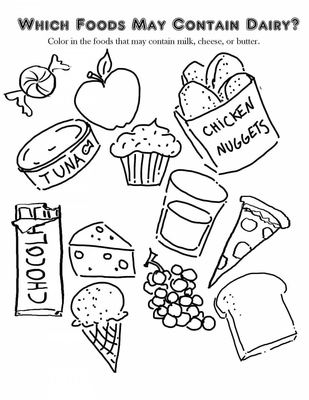 Coloring pages with food for children 6-7 years old