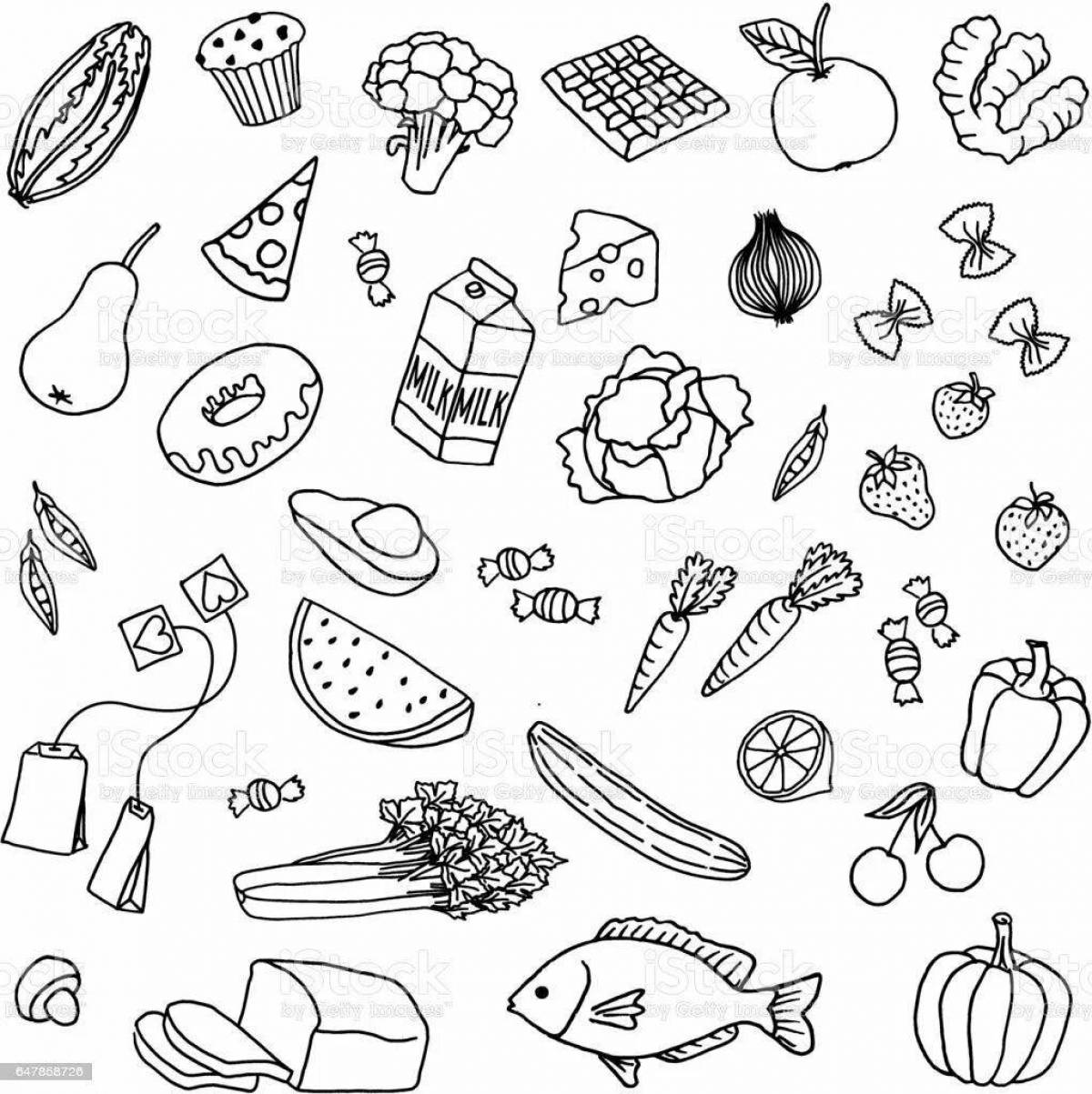 Exciting food coloring pages for 6-7 year olds