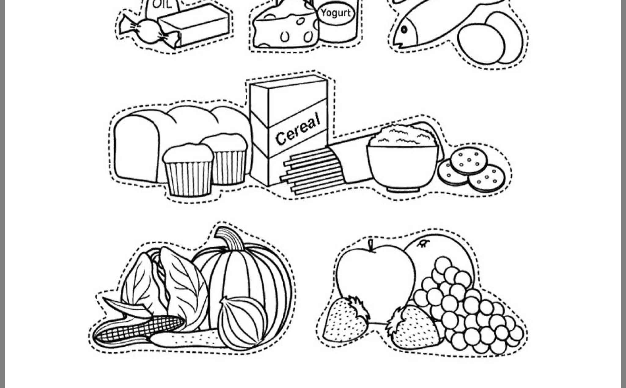 Joyful foodstuffs coloring book for 6-7 year olds