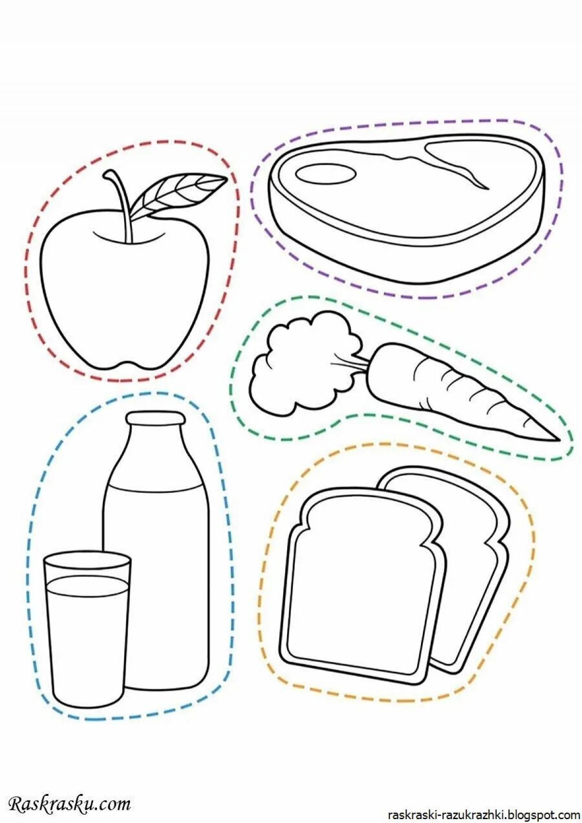 Exciting food coloring pages for the logo of a group of children 6-7 years old