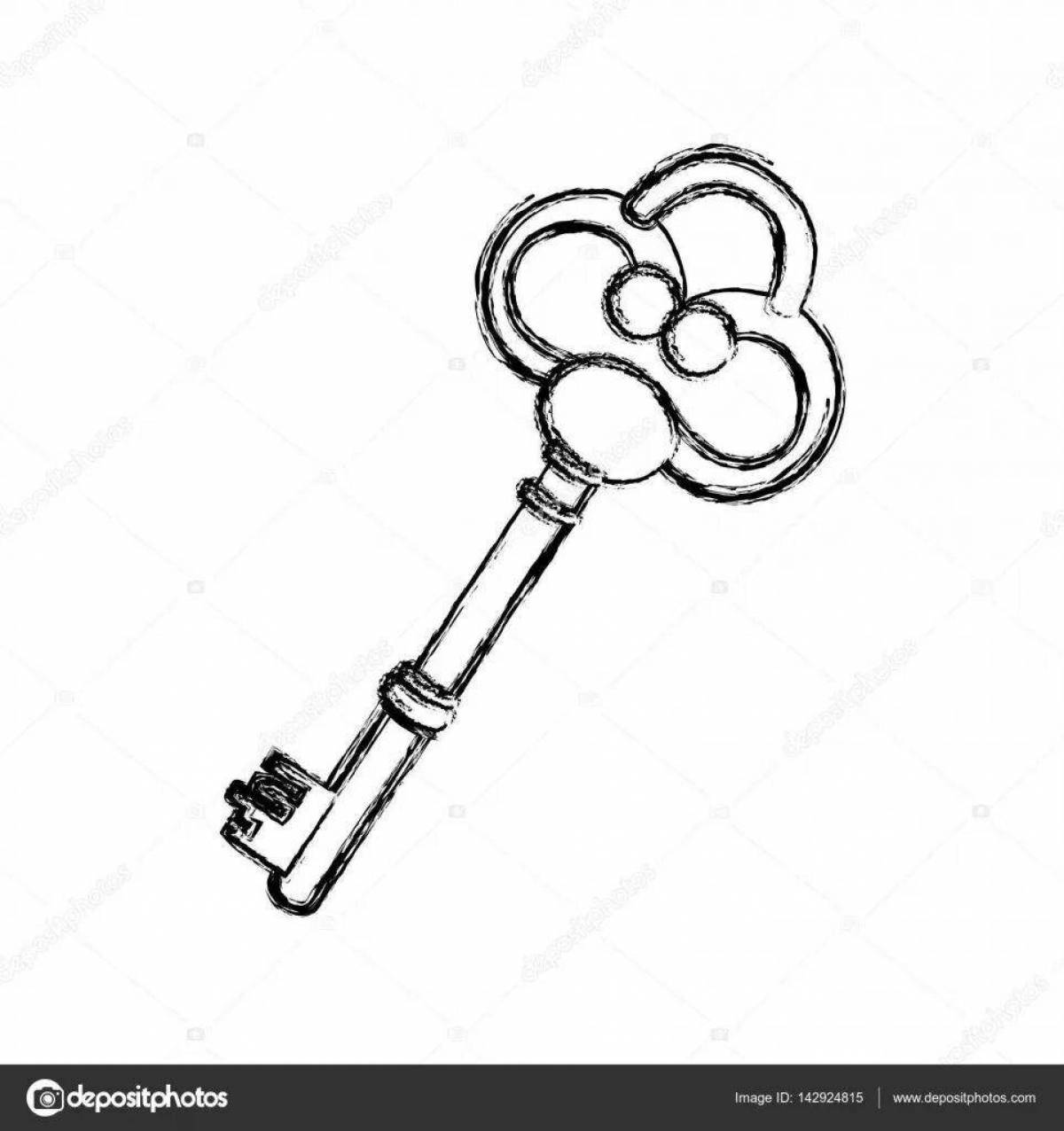 Animated key coloring page for kids