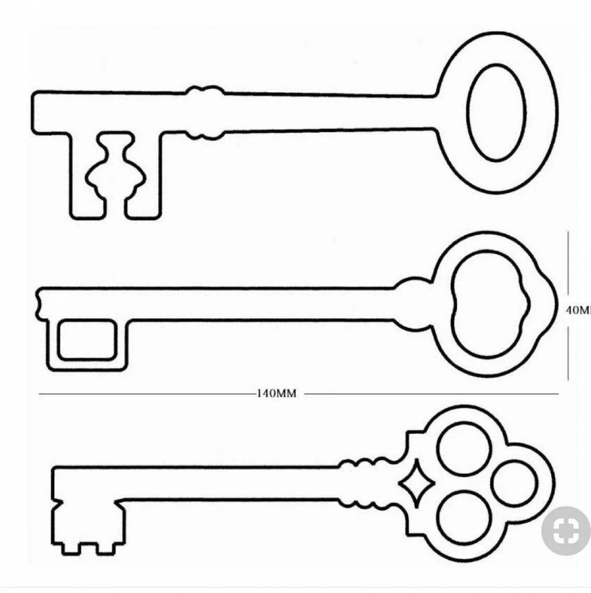 Цветная раскраска ключей для детей