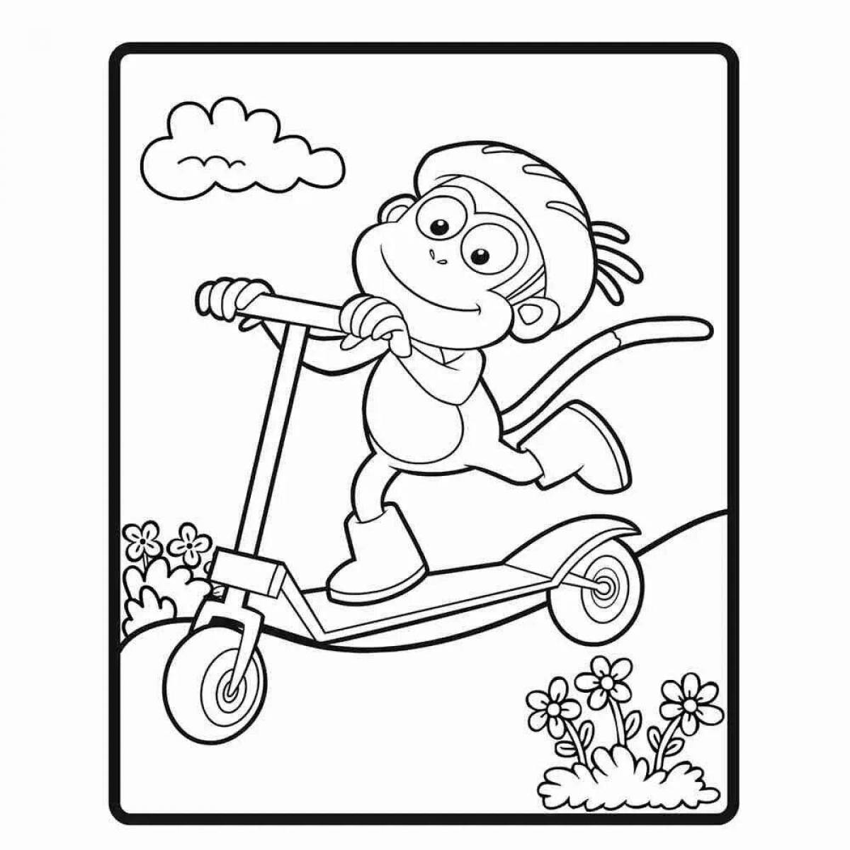 Amazing coloring pages scooter for kids
