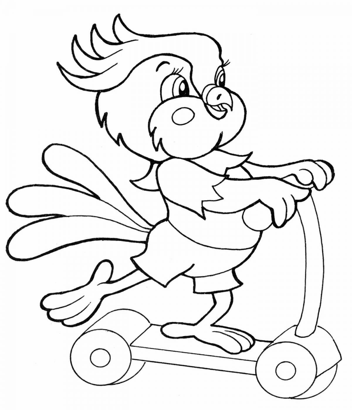 Coloring pages with scooters for kids