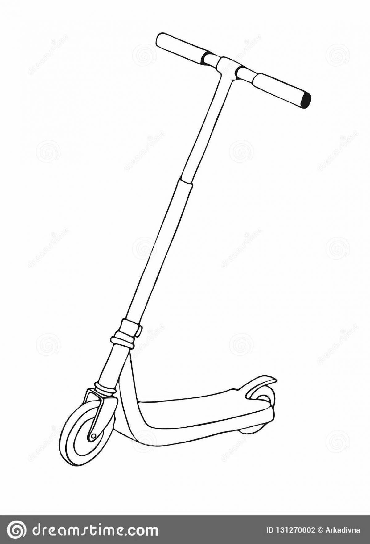 Animated coloring page scooter for kids