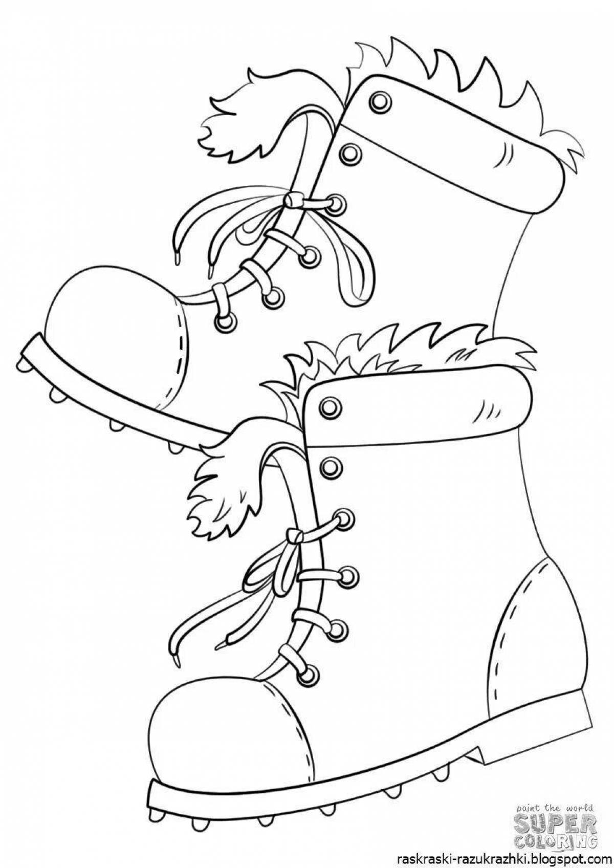 Симпатичная страница раскраски ботинок для малышей