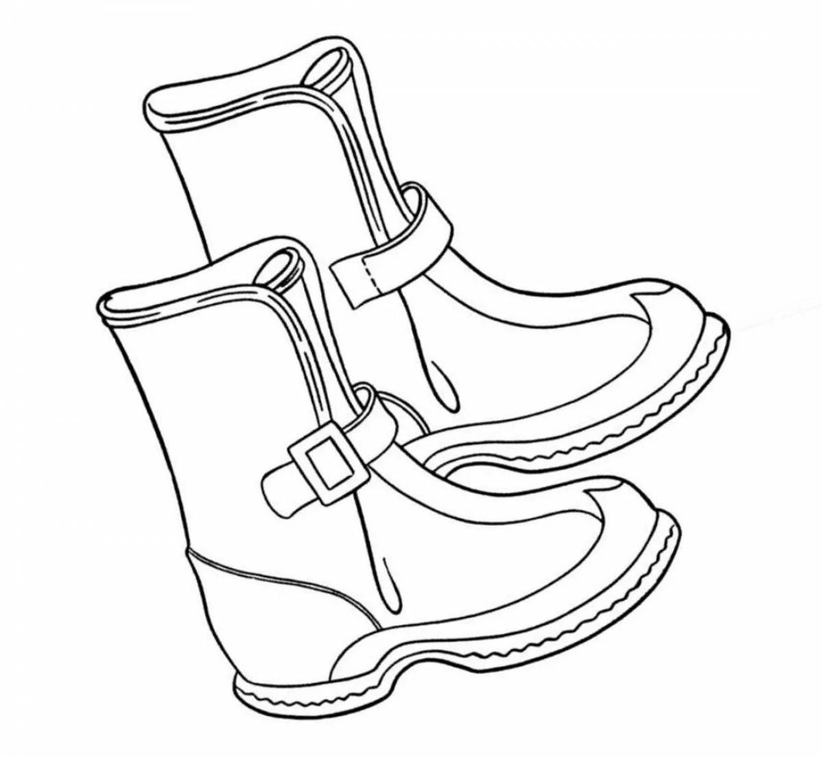 Funny juvenile shoes coloring page