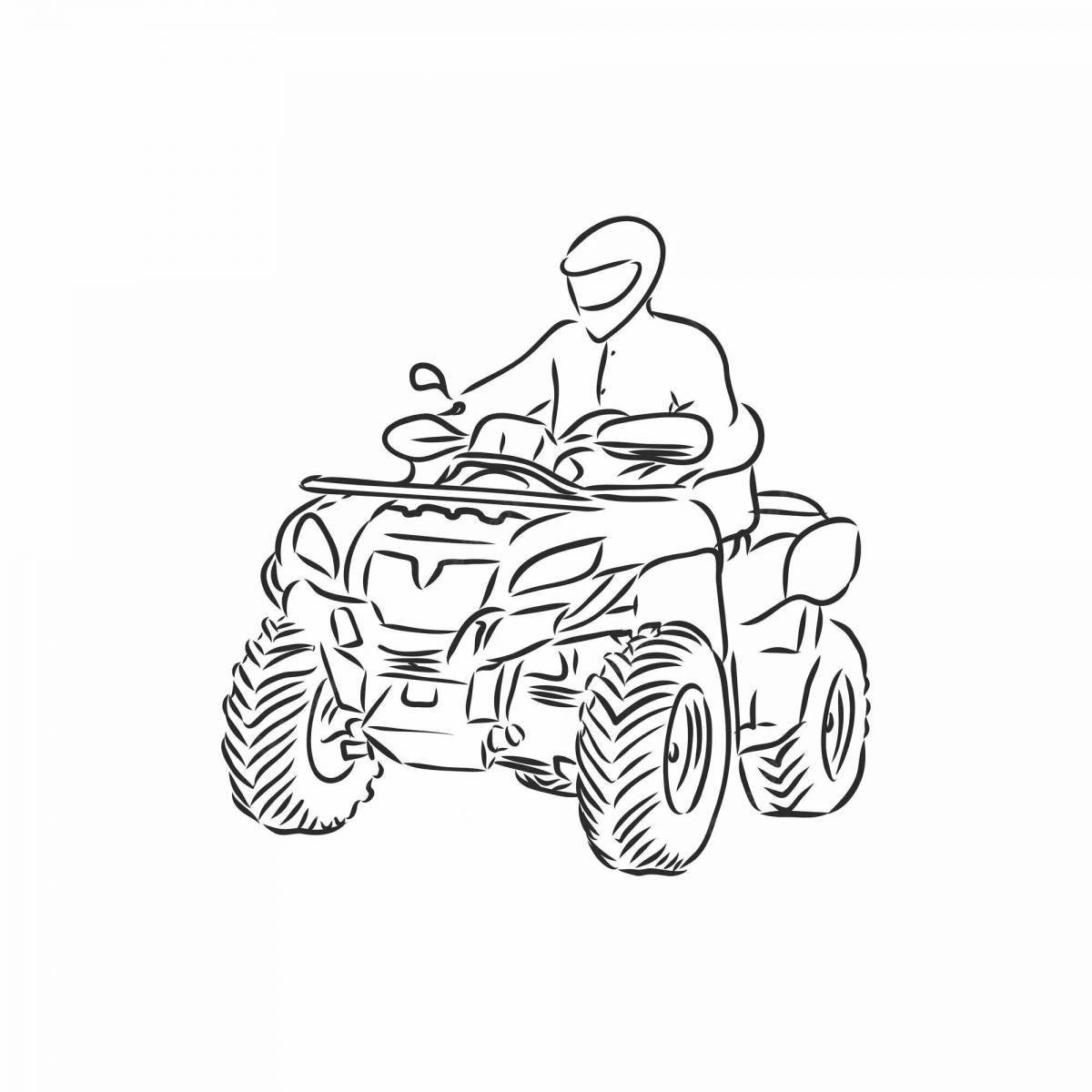 Colorful quad bike coloring pages for kids