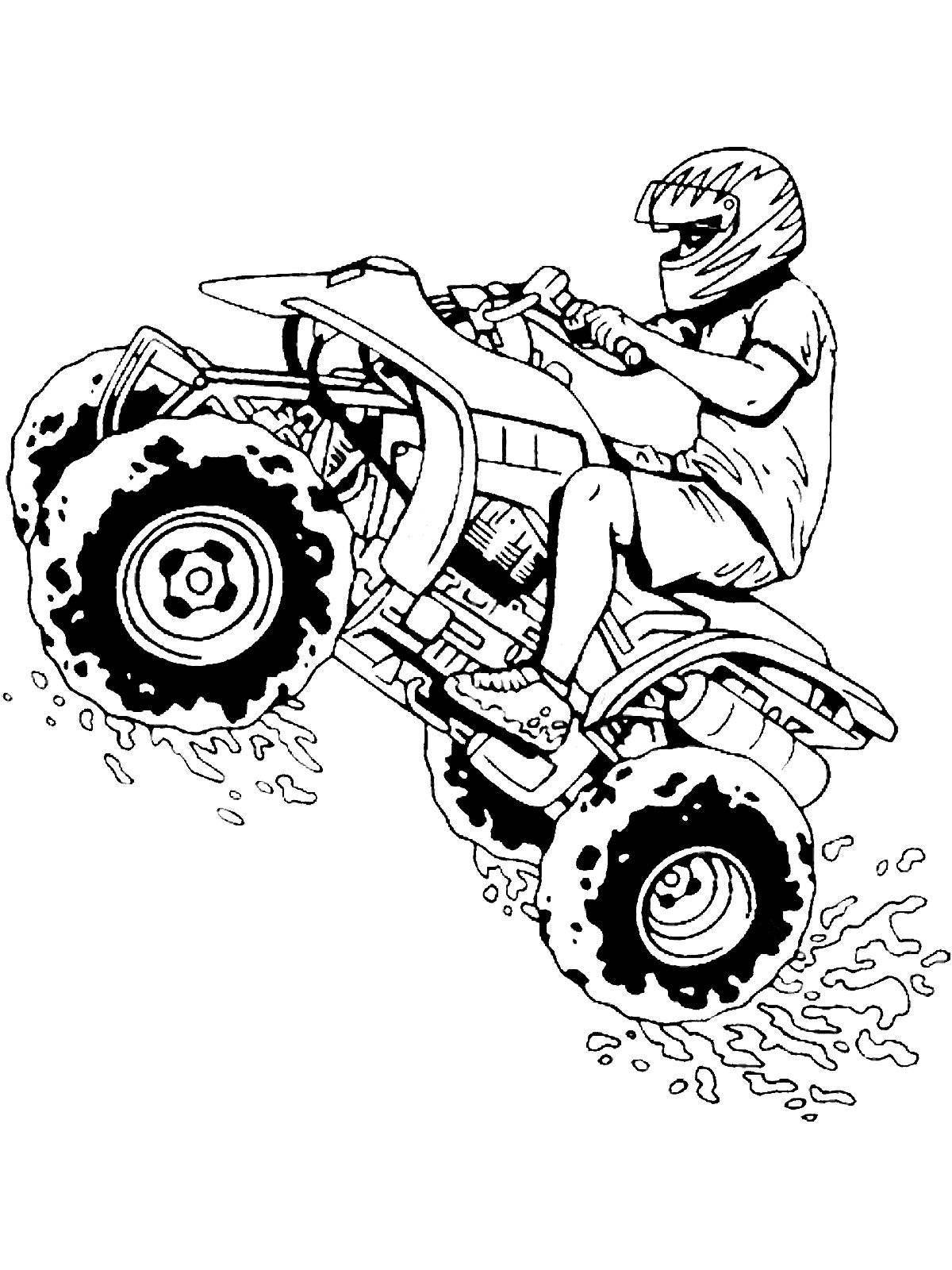 Incredible coloring book for kids on quad bikes