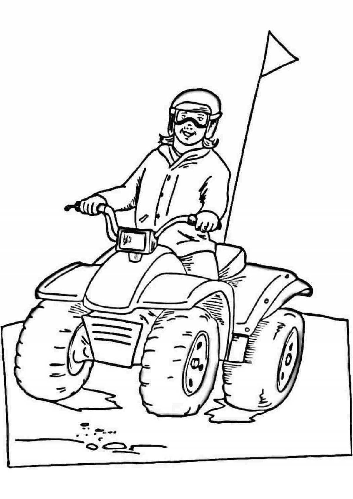 Outstanding coloring book for kids on quad bikes