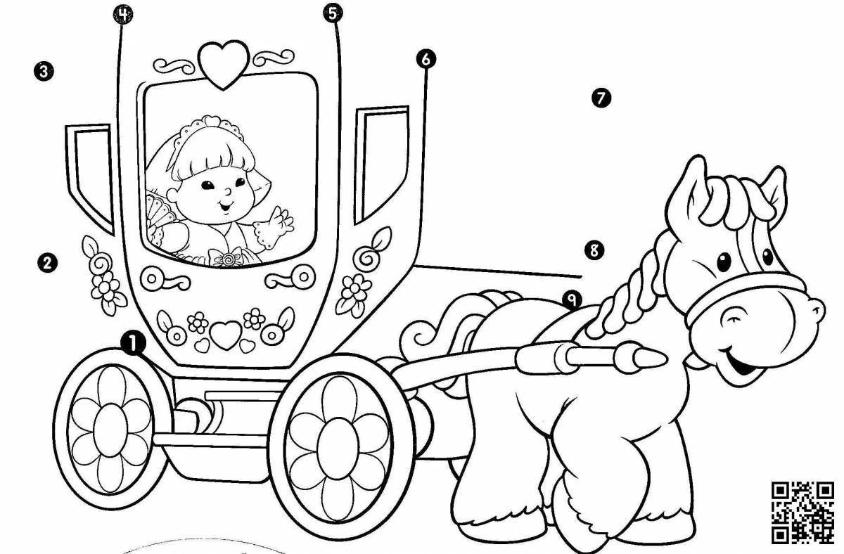 Colorful carriage coloring book for kids