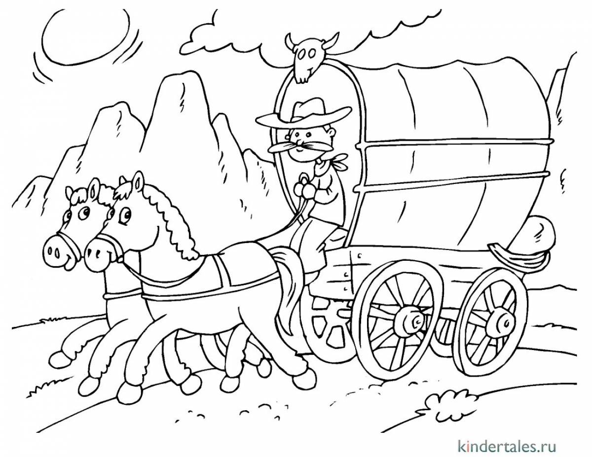 Playful carriage coloring book for kids