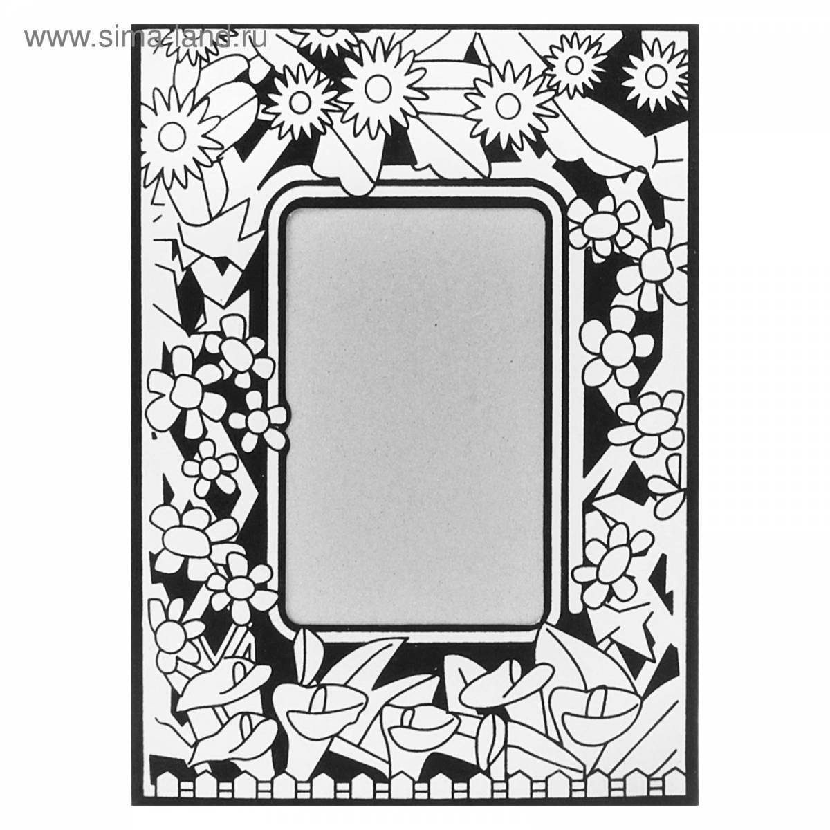 Fun photo frame coloring page