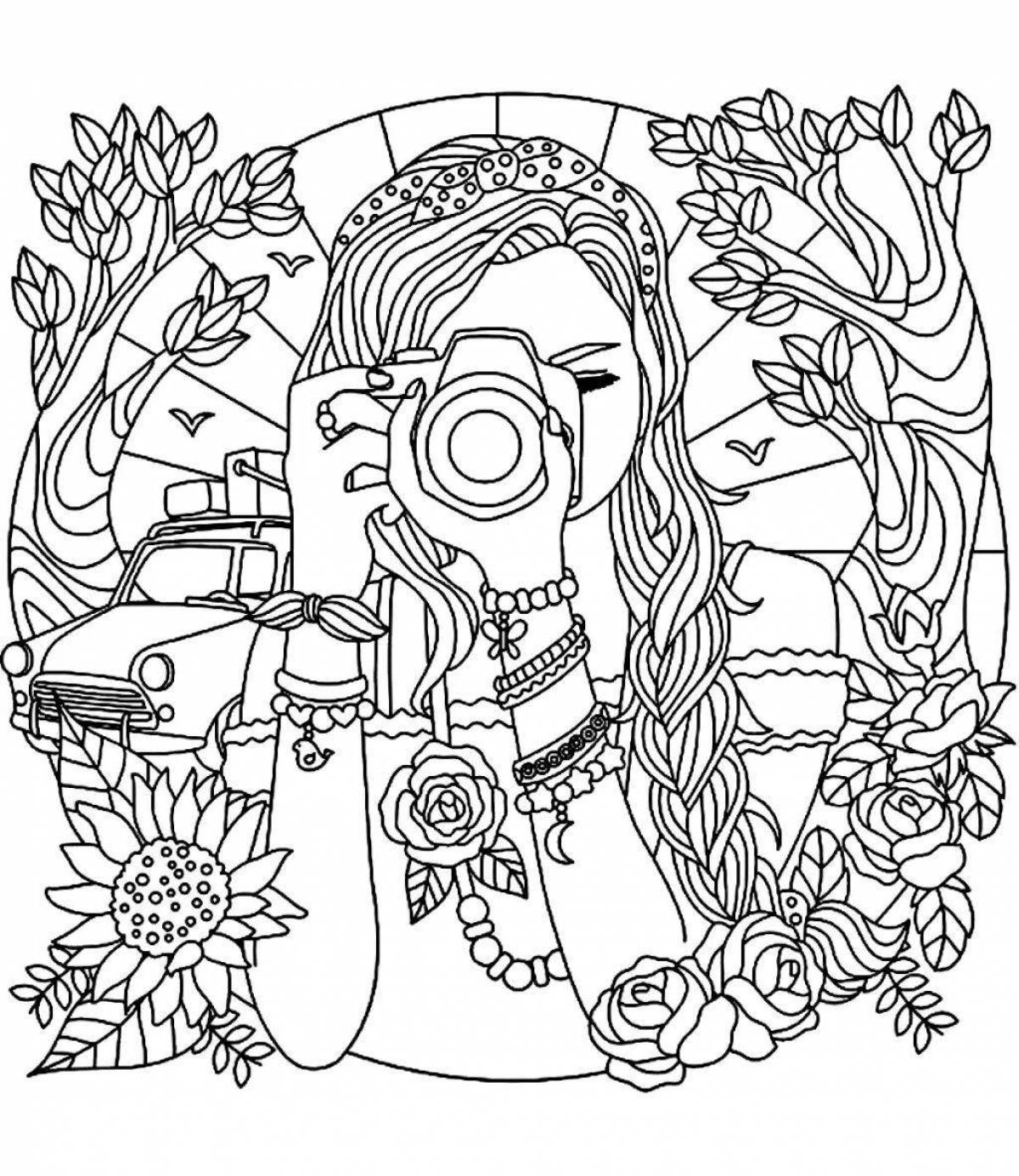 Sharp adult coloring page