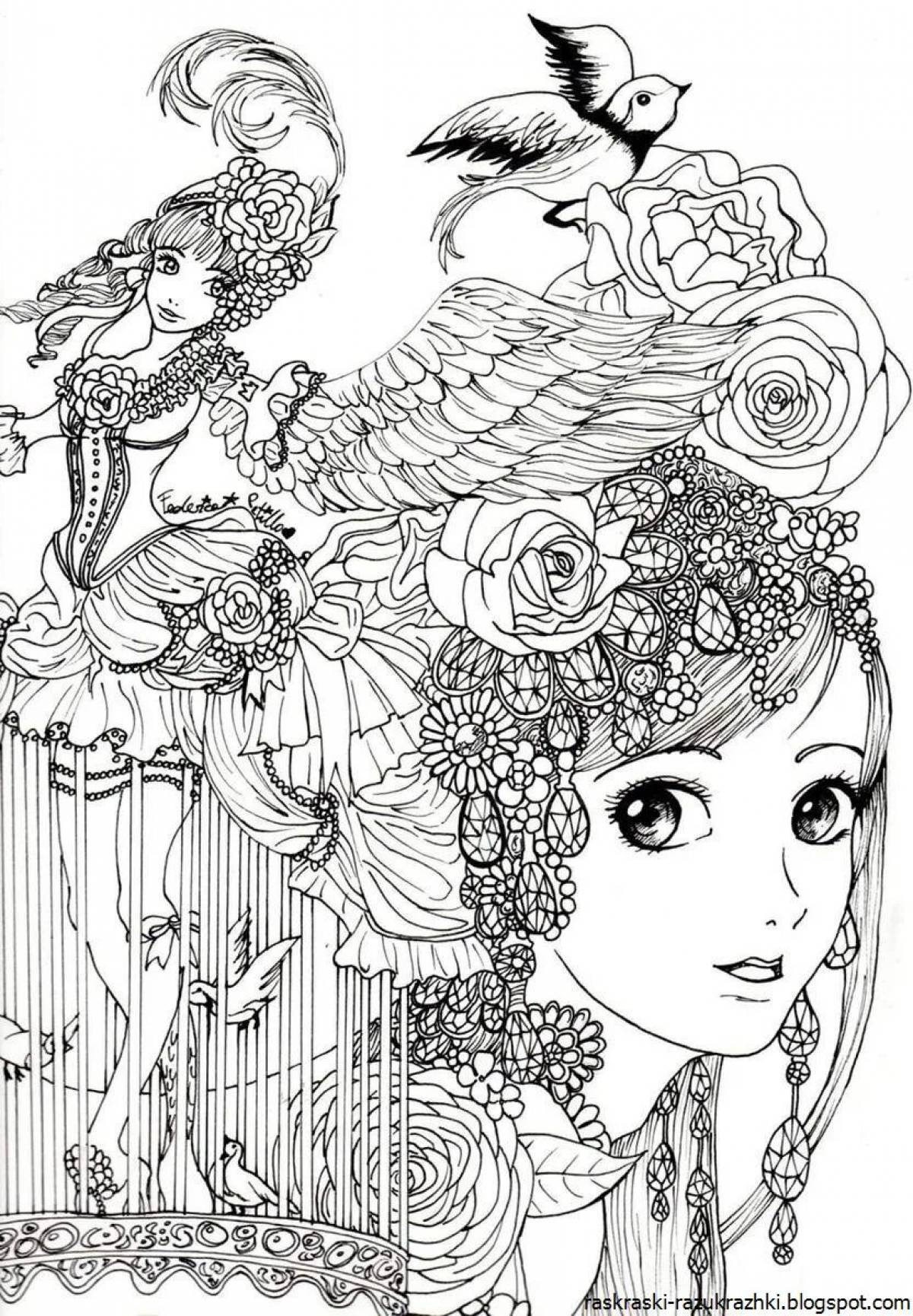 Bright adult coloring page