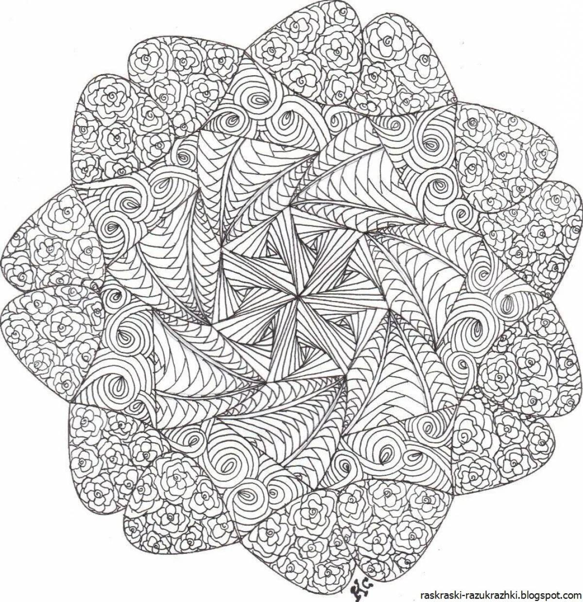 Brightly colored adult coloring page