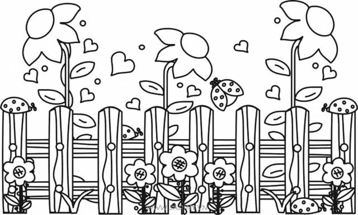 Playful garden coloring book for kids