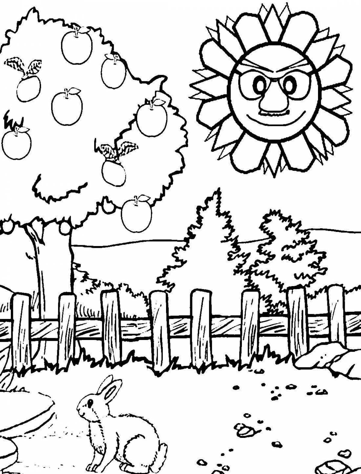 Coloring book fairy garden for kids