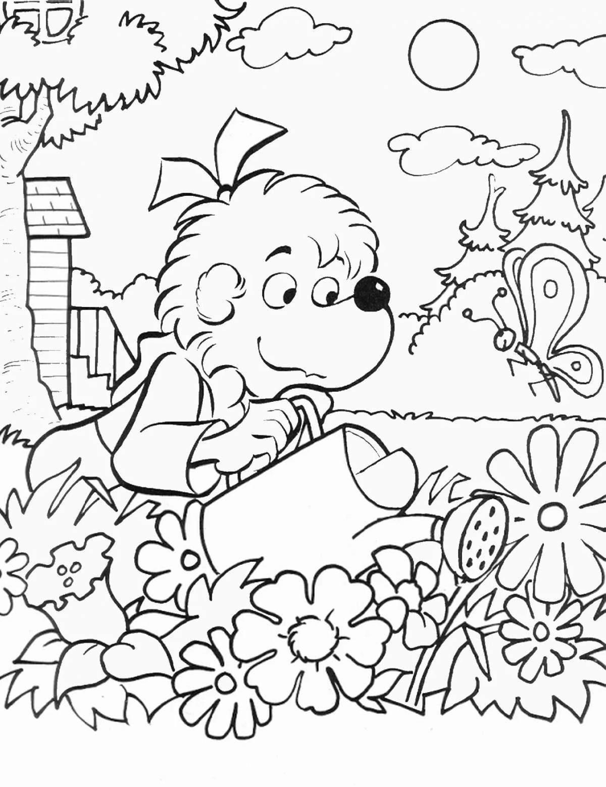 The lush garden coloring pages for children