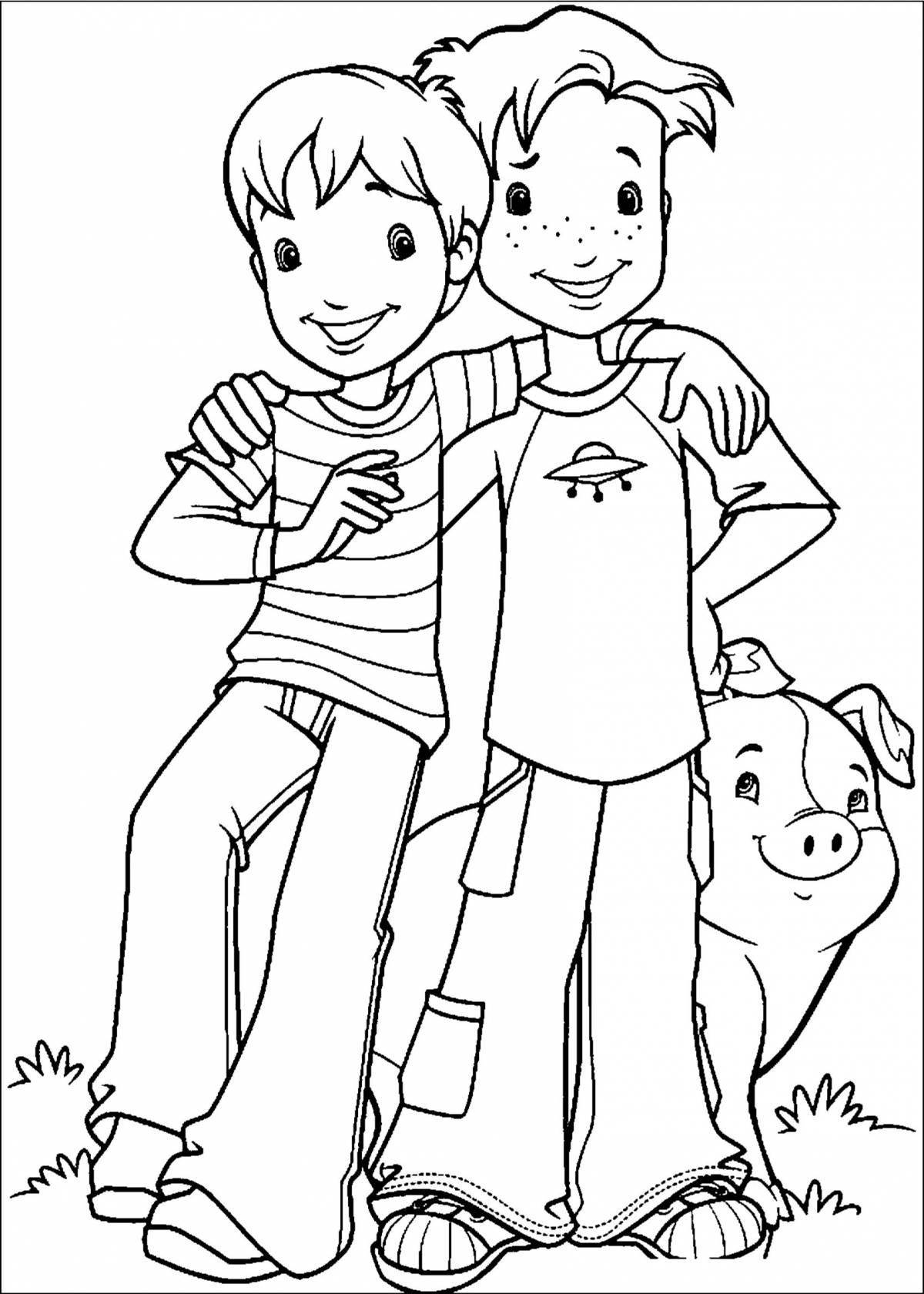 Adorable friends coloring pages for kids